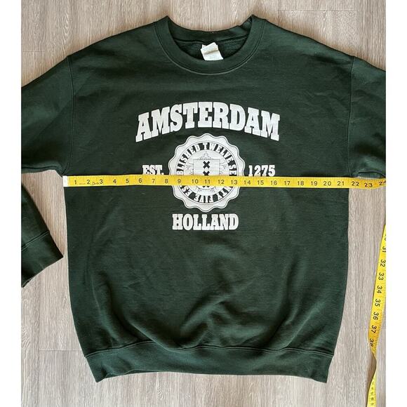 Amsterdam Holland Graphic Sweatshirt Green Gildan Heavy Blend Size M Unisex - Picture 5 of 6